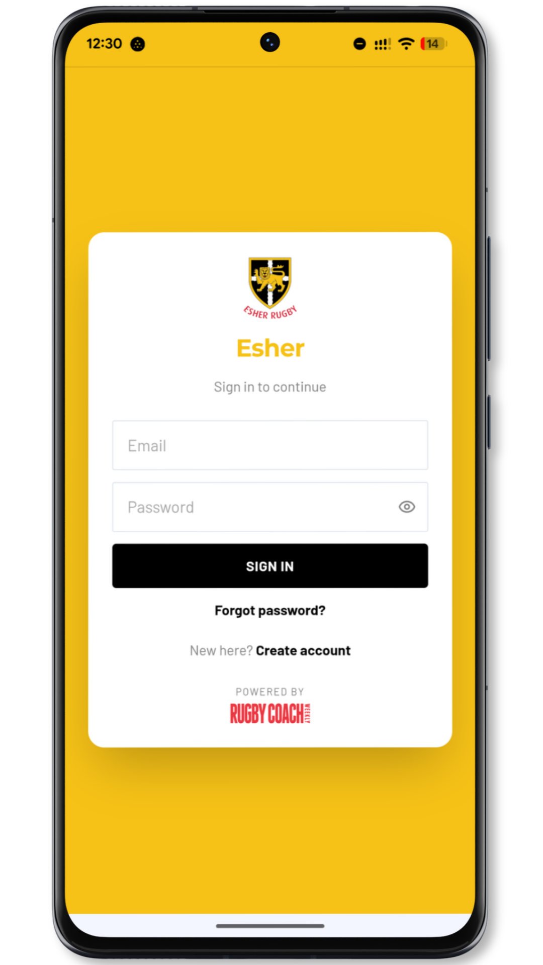 Esher branded Session Builder sign-in screen